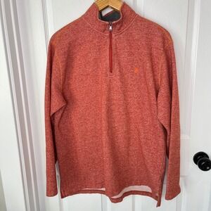 IZOD Saltwater Men Large Orange Heathered Quarter Zip Pullover 45FK115617